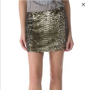 Haute Hippie Python Sequin Silk Mini Skirt Metallic Sequins Club Festival Party
